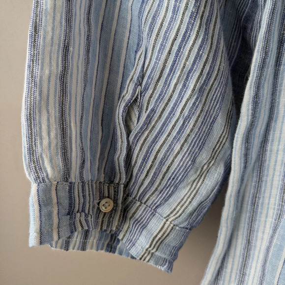 Land's End Linen Blouse sz 6-8 blue stripes - Picture 6 of 12